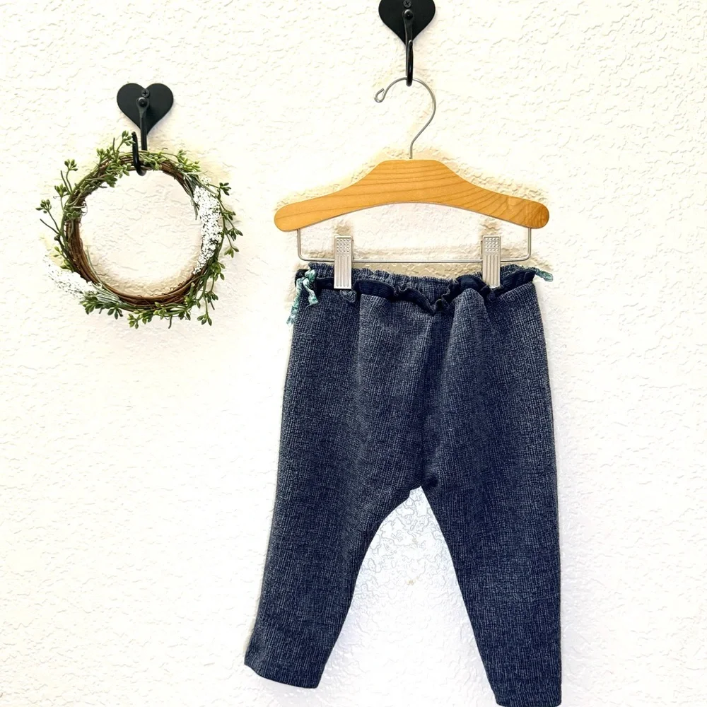Zara Baby Girl Navy Blue Knit Pants | Size 12-18M